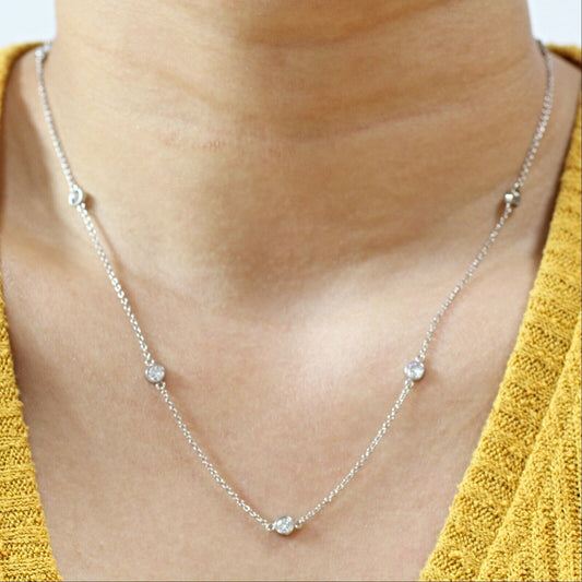 Dainty Diamonds by the Yard Necklace in Platinum 1.05ctw 18"