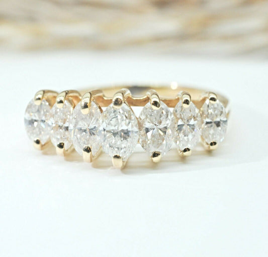 2.00 Carat Marquise Diamonds Band Ring in 14k Yellow Gold 6.75us