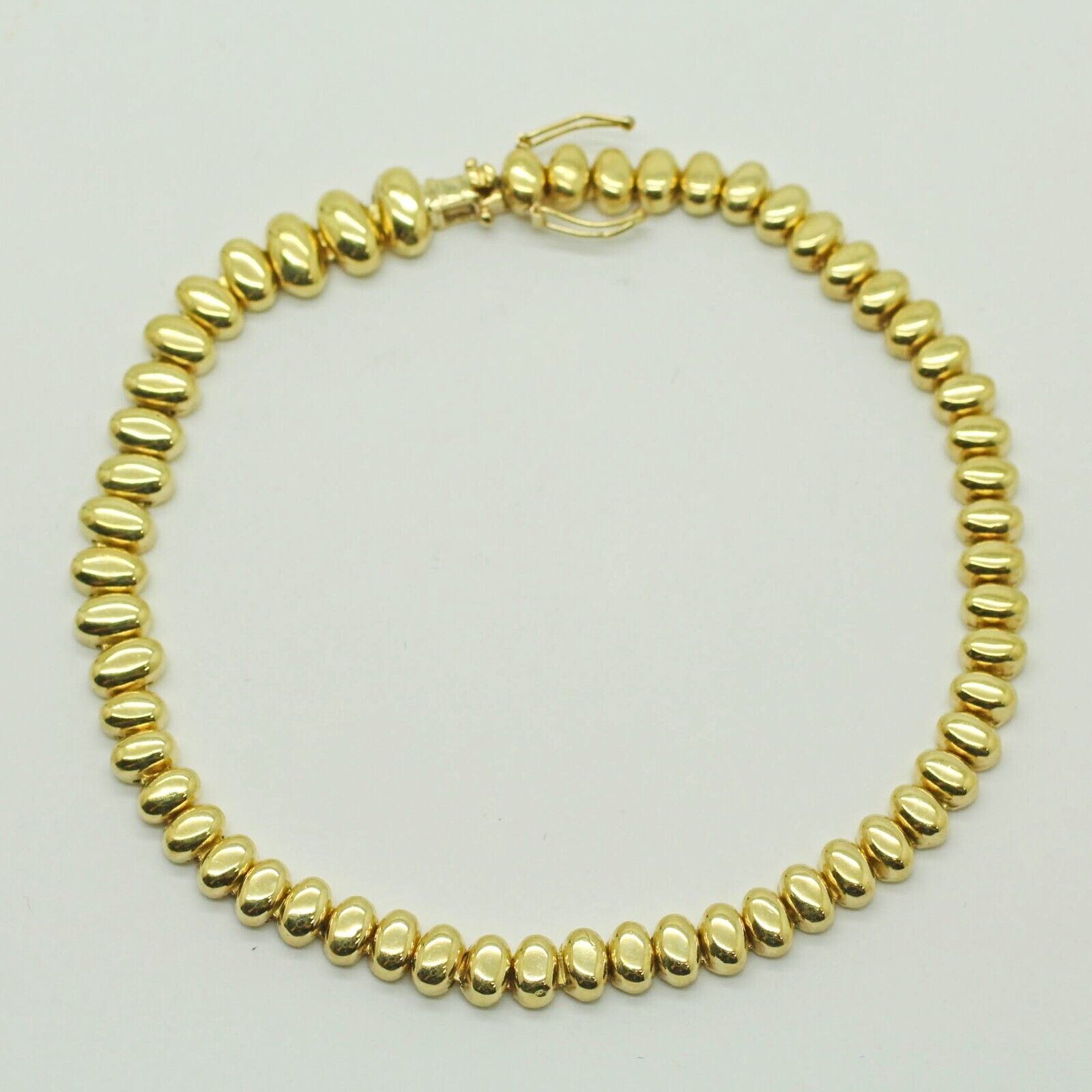 Flat Oval Bead Chain Bracelet 18k Yellow Gold 8'