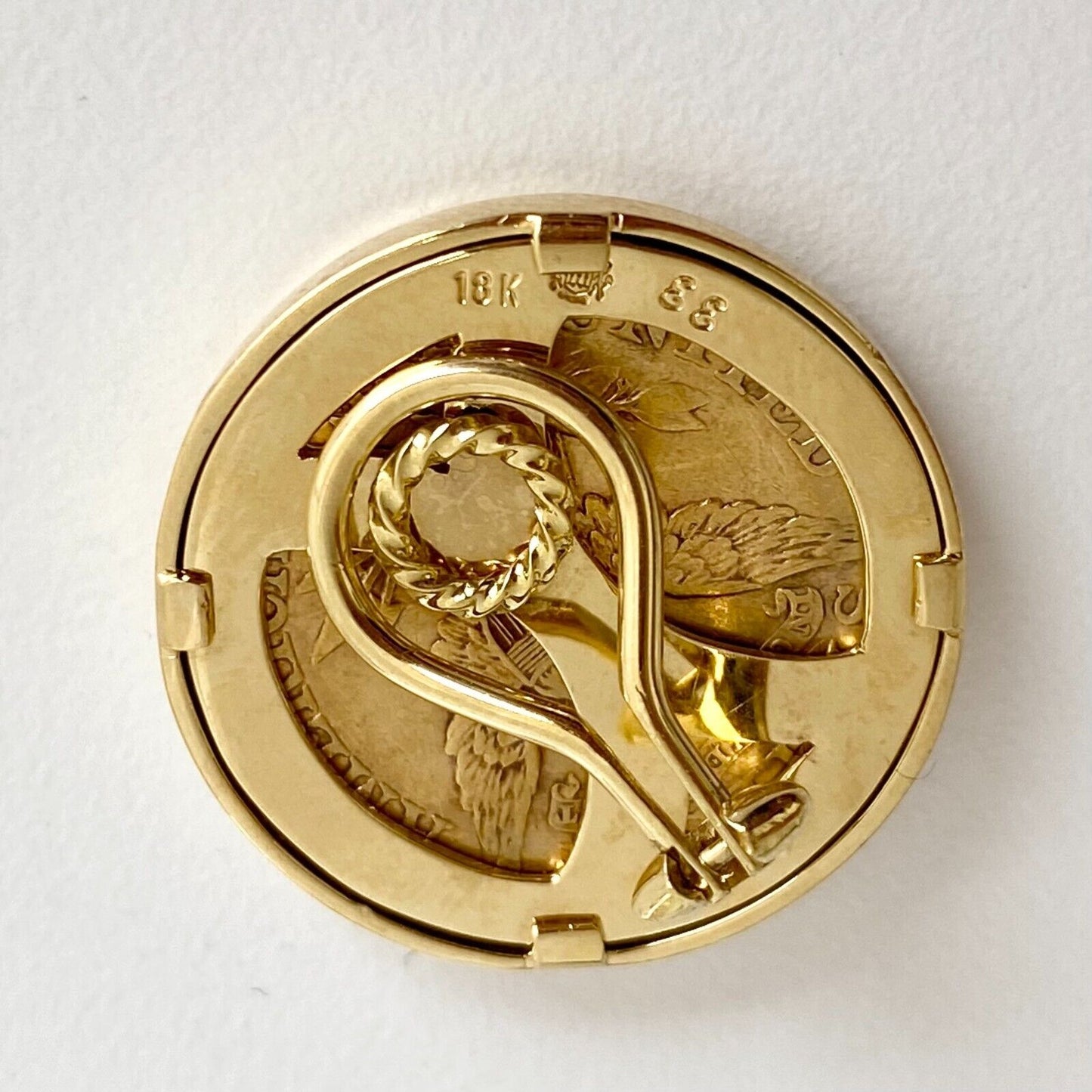 1905 Gold $5 Dollar Liberty Coin Clip Earrings in 18k Yellow Gold