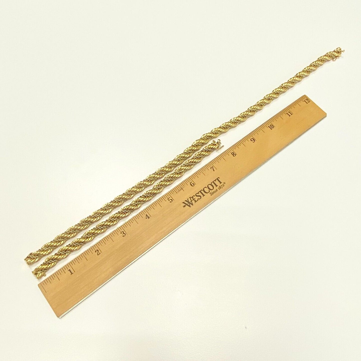 Rope Chain Necklace and Bracelet in 18k 2 Tone Yellow and White Gold