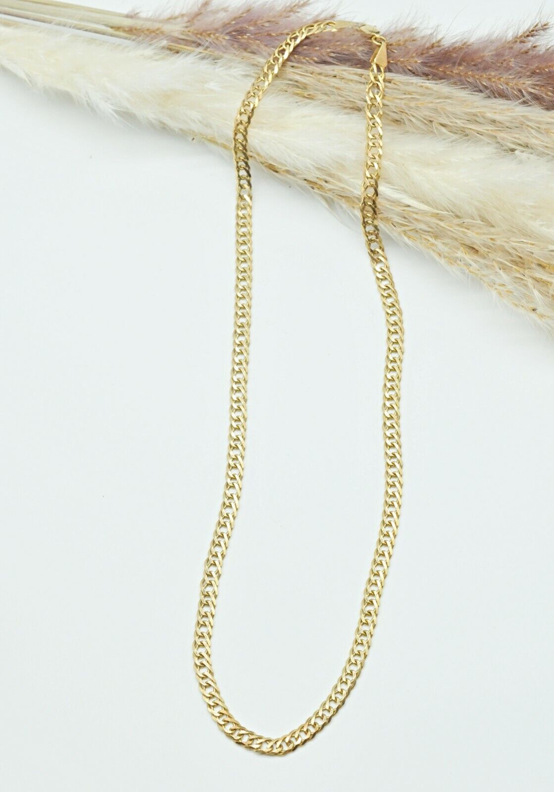 14k Yellow Gold Double Curb Chain Necklace 18"