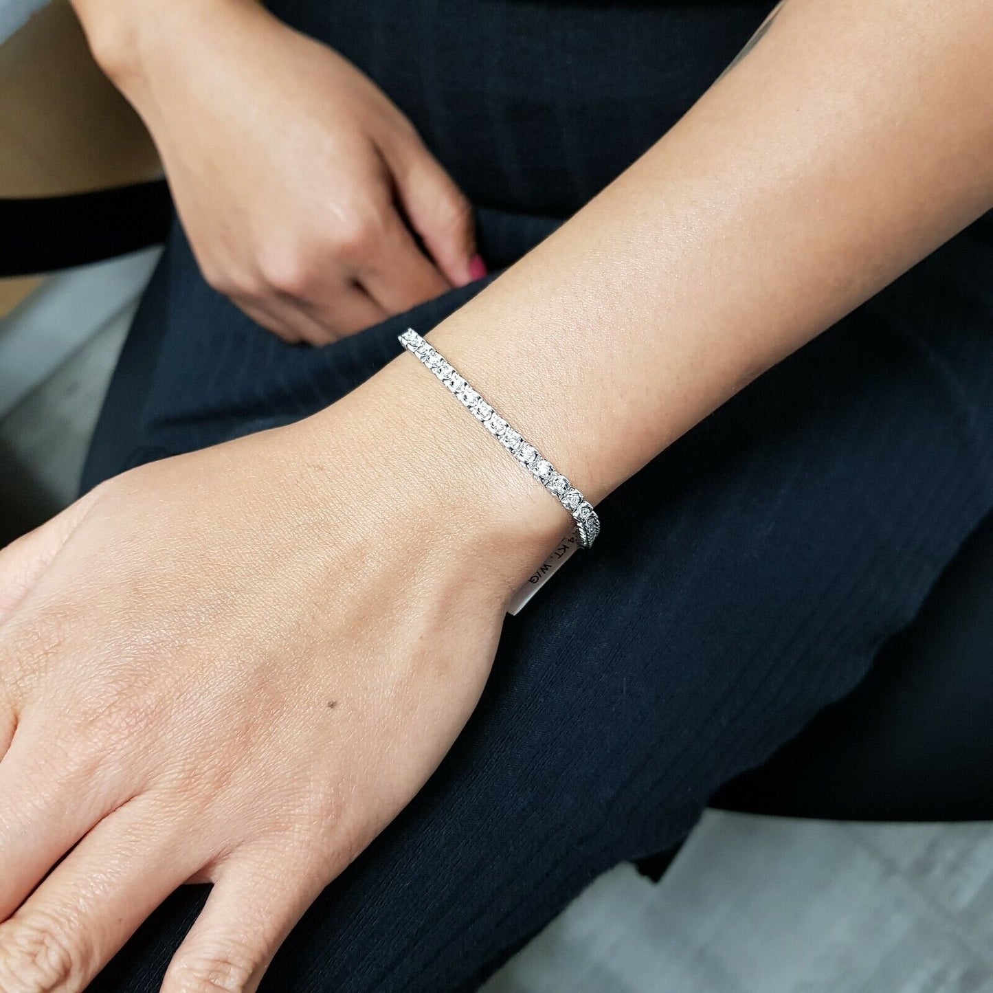 14k White Gold Diamond Tennis Bracelet 7.5” 52pcs 0.78 CTW