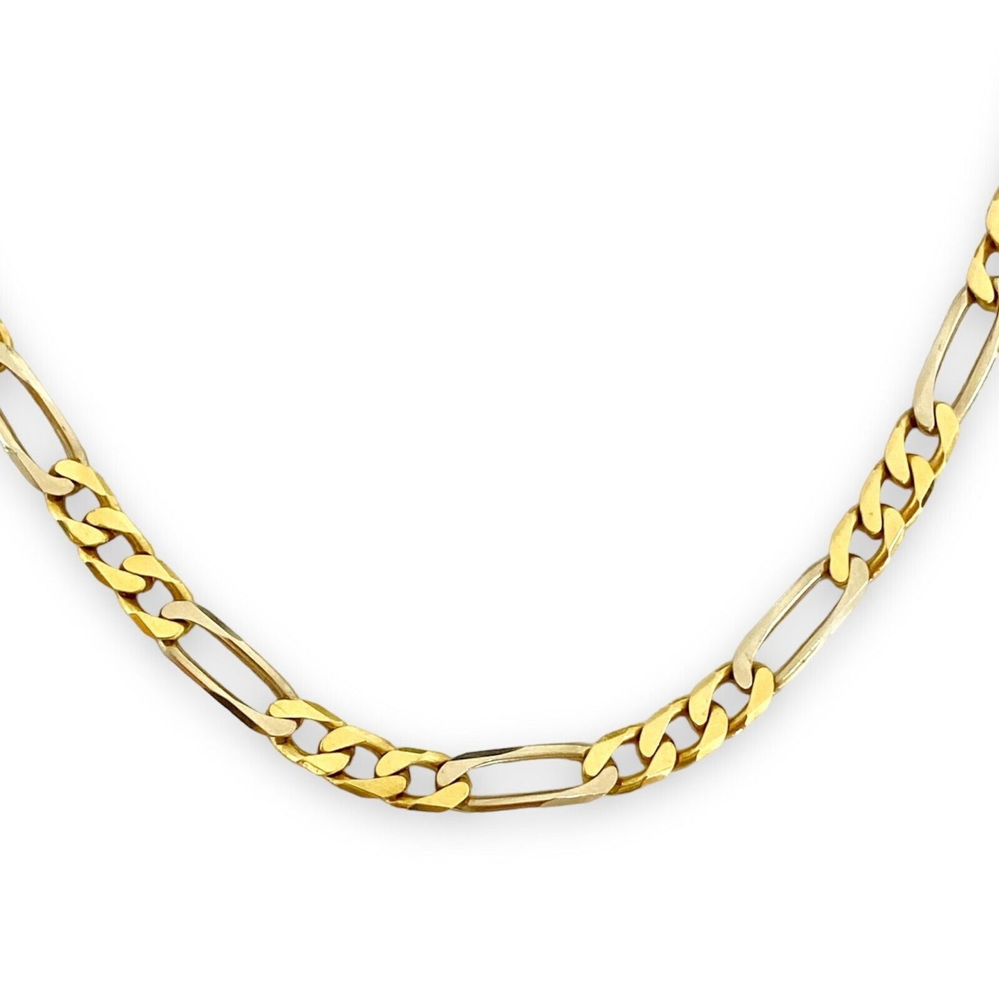 Figaro Chain Necklace in 18k 2 Tone Yellow and White Gold