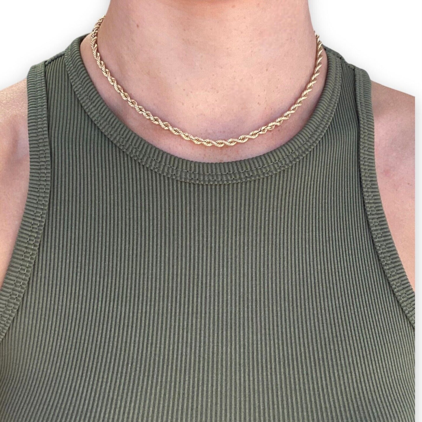 Thick Rope Chain Necklace Choker in 14k Yellow Gold