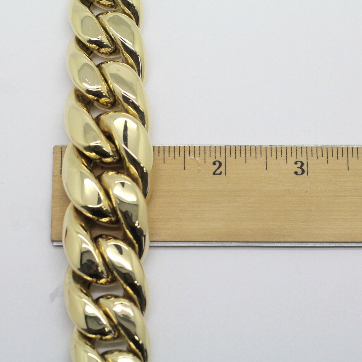 18k Yellow Gold Hollow Cuban Graduated Choker Chain Necklace