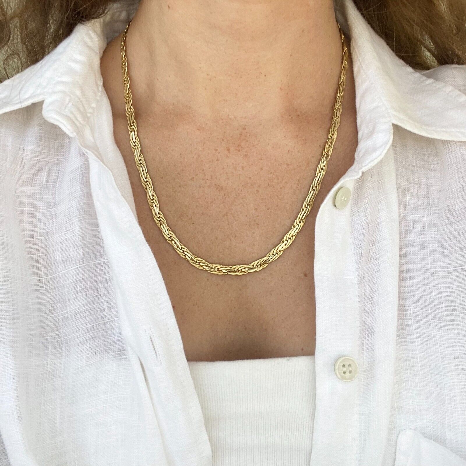 Snake Wave Chain Necklace in 14k Yellow Gold 20 Inch