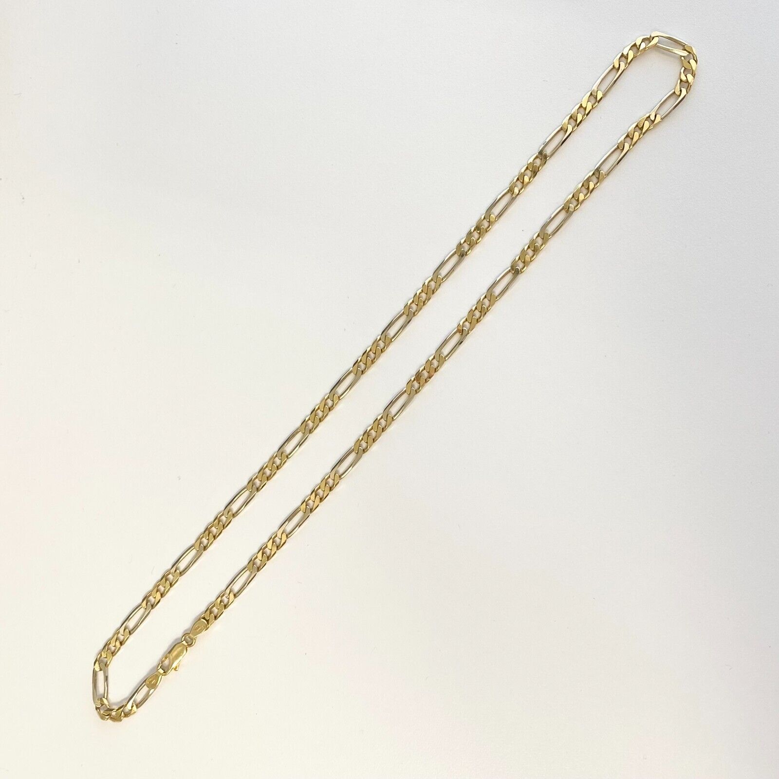 Figaro Chain Necklace in 18k 2 Tone Yellow and White Gold