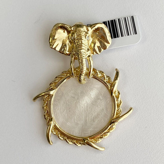 Antique Mother Pearl Ching Dynasty Gambling Counter on Elephant Pendant