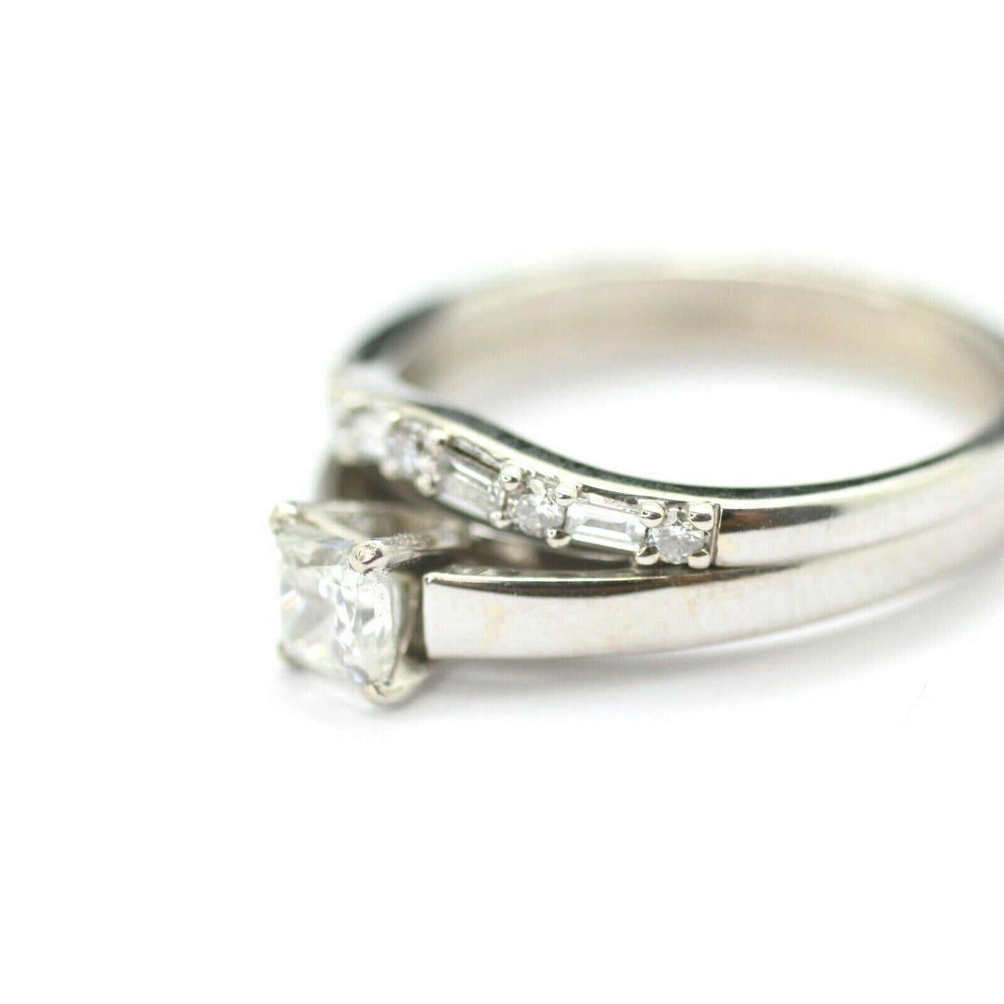 14k White Gold Diamond Engagement/Wedding Ring Set 9us