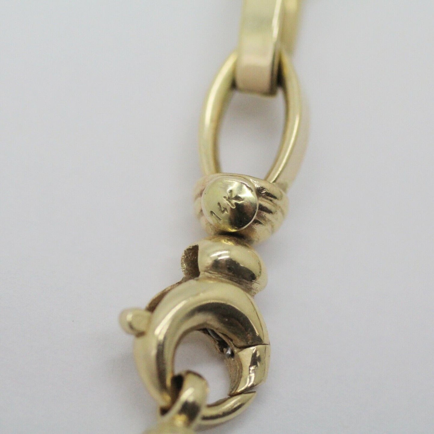 14k 2-Tone Yellow & White Gold Chain Rolo Oval Big Links Necklace 18inch
