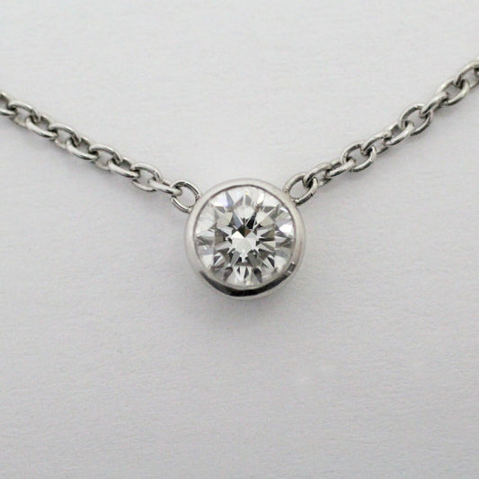 Diamond Bezel Solitaire Chain Necklace in Platinum 0.47ct 16"