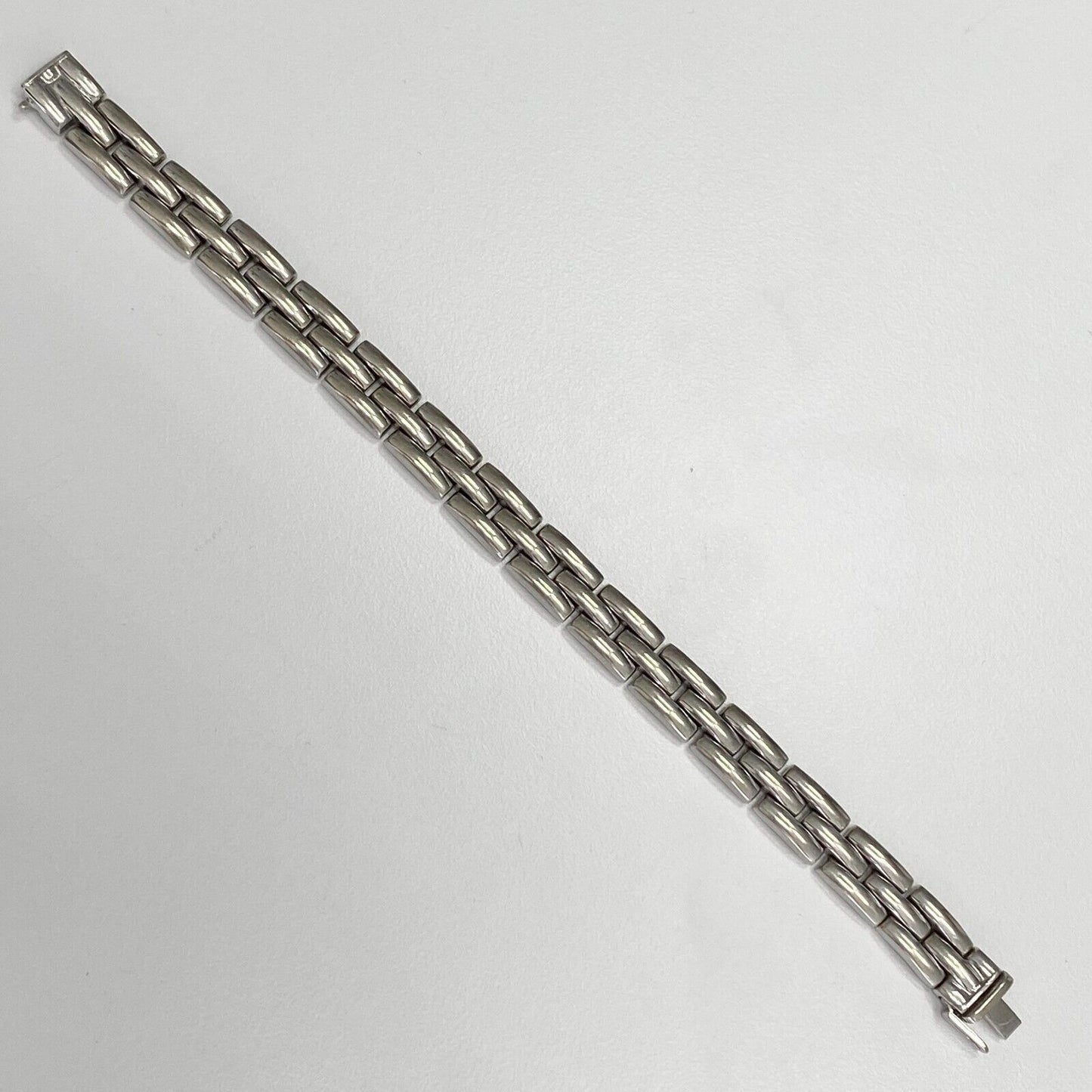 14k White Gold Hollow Chain Bracelet 20gr Italy