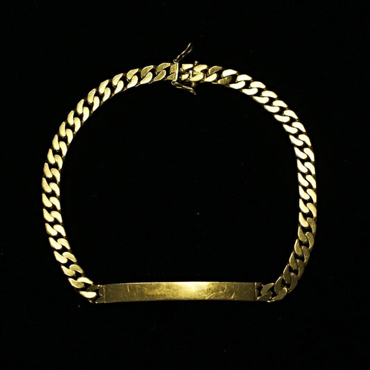 Unisex Cuban Chain Id Bracelet in 18k Yellow Gold Italy