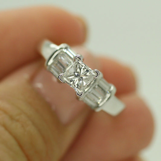 Platinum Princess Cut Diamond Engagement Ring 5.3gr 0.69ctw 6us Wedding Ring