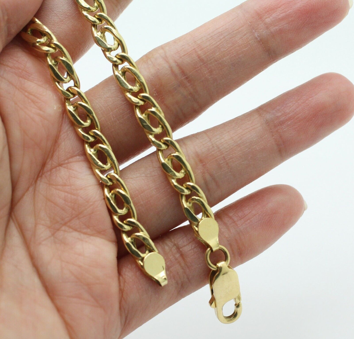 Hollow Cuban Chain Links Bracelet in 18kt Yellow Gold 9.2 GRS