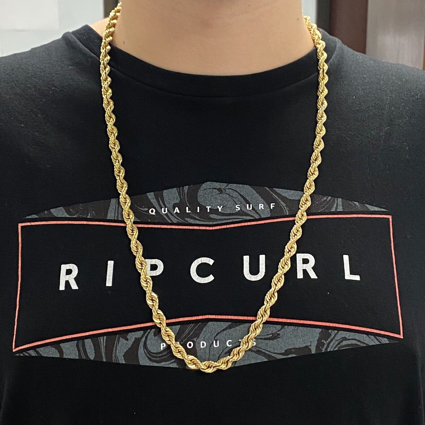 Rope Chain Necklace in 14k Yellow Gold 30 Inch