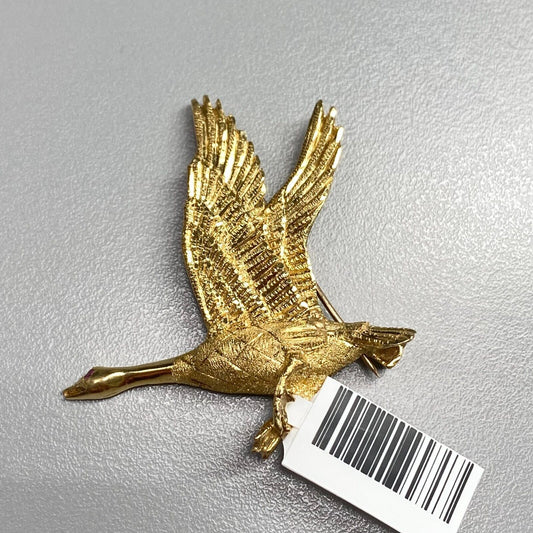18k Yellow Gold Goose Brooch Pin 15gr