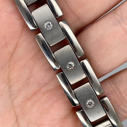 Titanium Diamond Link Bracelet With Diamonds 35.8gr 1cttw 9"