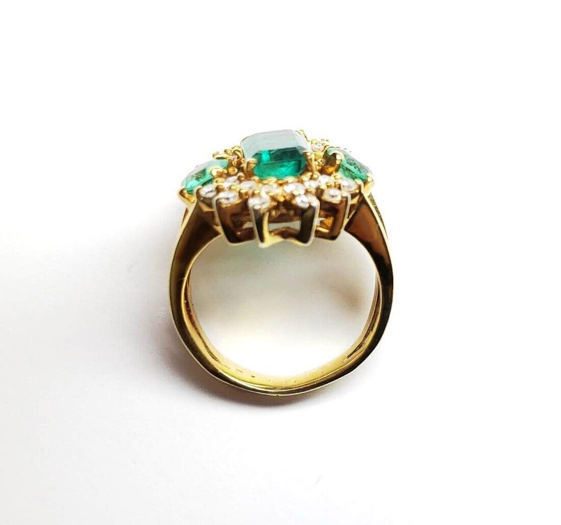 Vintage 14k White Gold Colombian Emerald & Diamond Ring 2.50ctw
