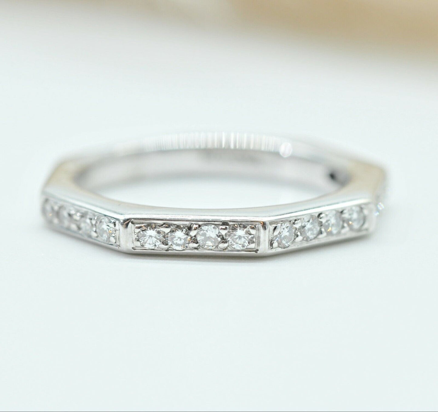 Honora 18k White Gold Diamond Wedding Band Ring 7us