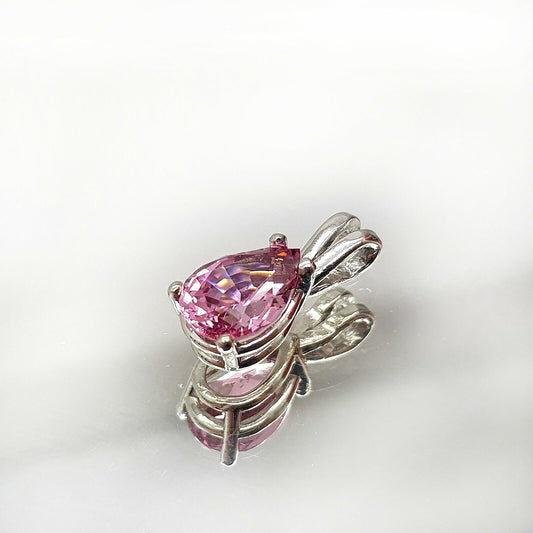 1.30 Carat Pear Shape Pink Spinel Pendant in 14k White Gold