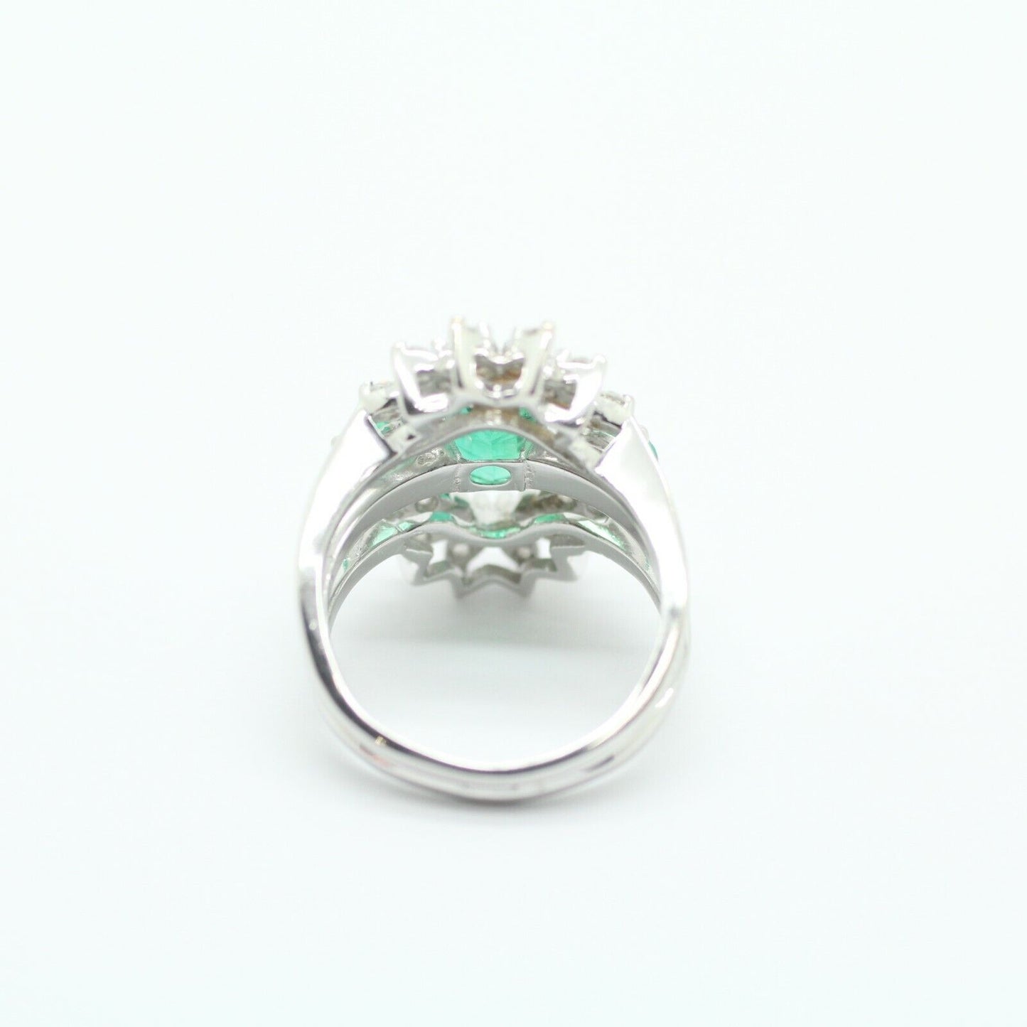 Vintage 14k White Gold Colombian Emerald & Diamond Ring 2.50ctw