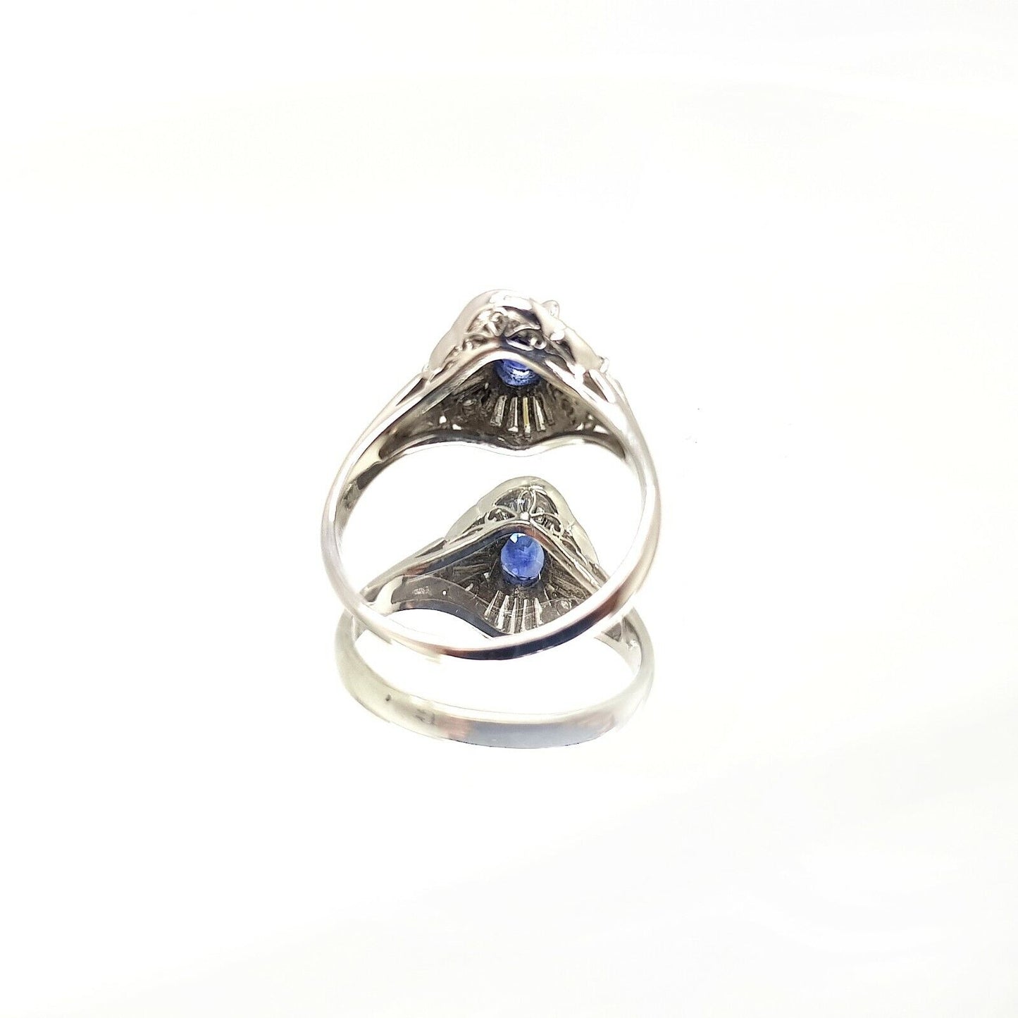 Sapphire and Diamonds Platinum Pt900 Ring 6us