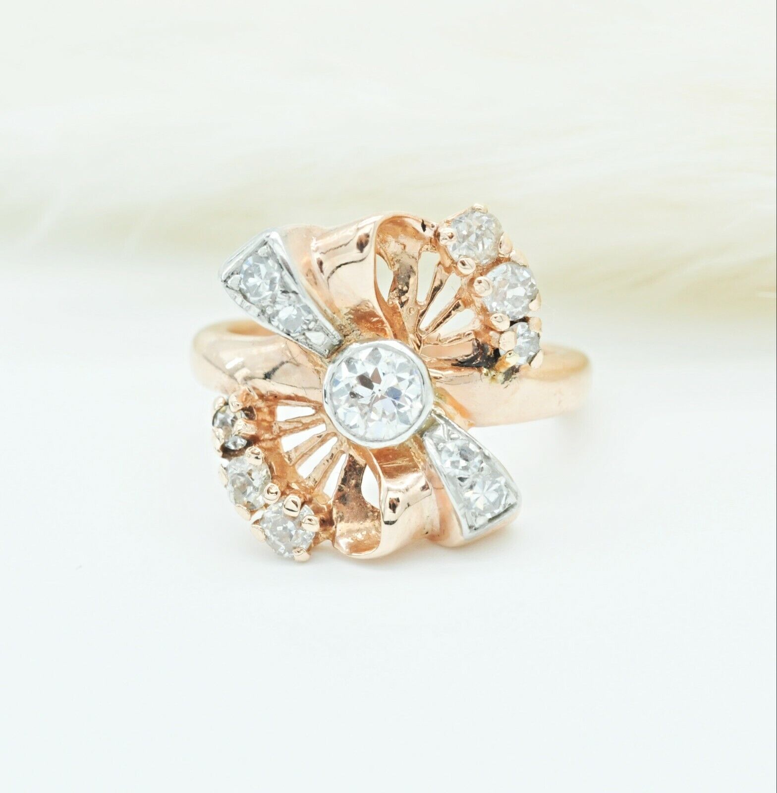 Ladies Diamond Stylish Cluster Ring in 14k Rose Gold 5.5us