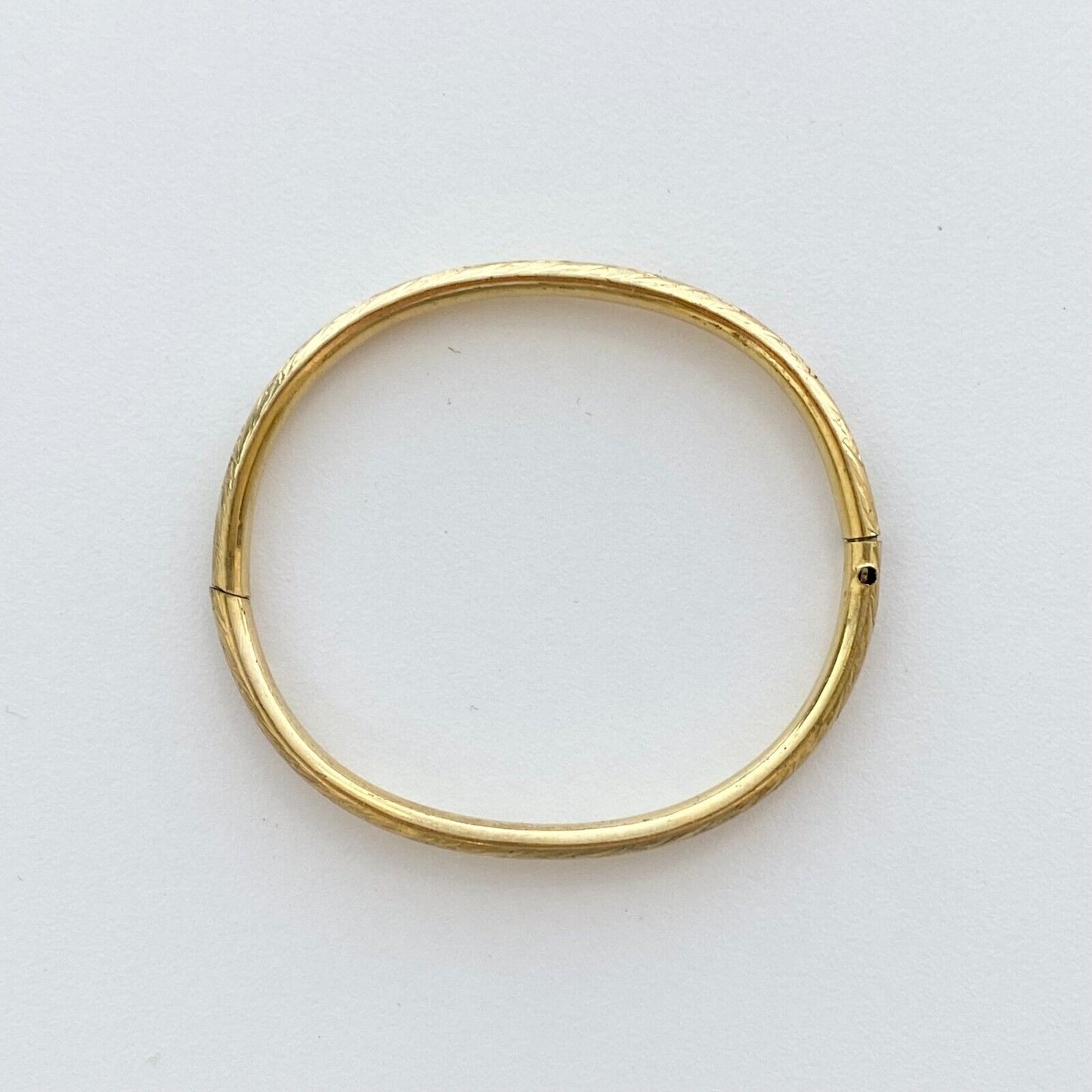 Patterned Stackable Bangle Bracelet in 14k Yellow Gold Hollow
