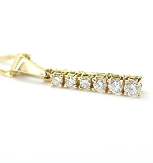 14k Yellow Gold Diamonds Mini Vertical Bar Pendant 24"