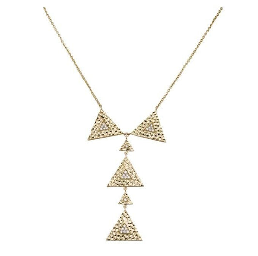 Misahara Triangles Gilded Lariet Necklace Diamonds in 18k Yellow Gold