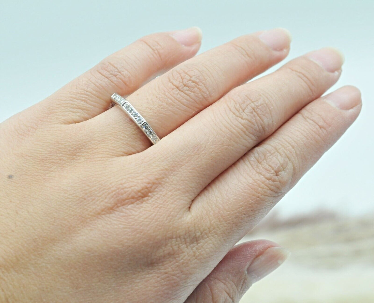 Honora 18k White Gold Diamond Wedding Band Ring 7us