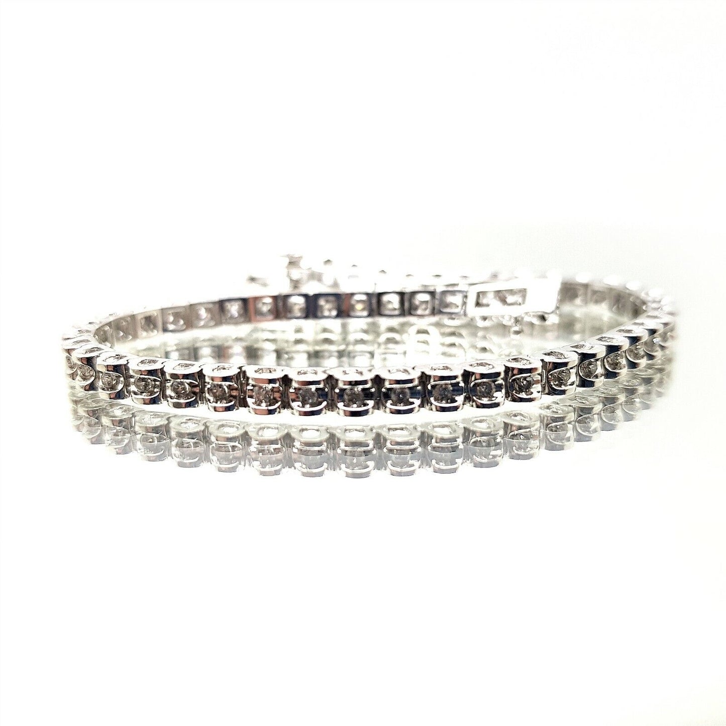 14k White Gold Diamond Tennis Bracelet 7.5” 52pcs 0.78 CTW