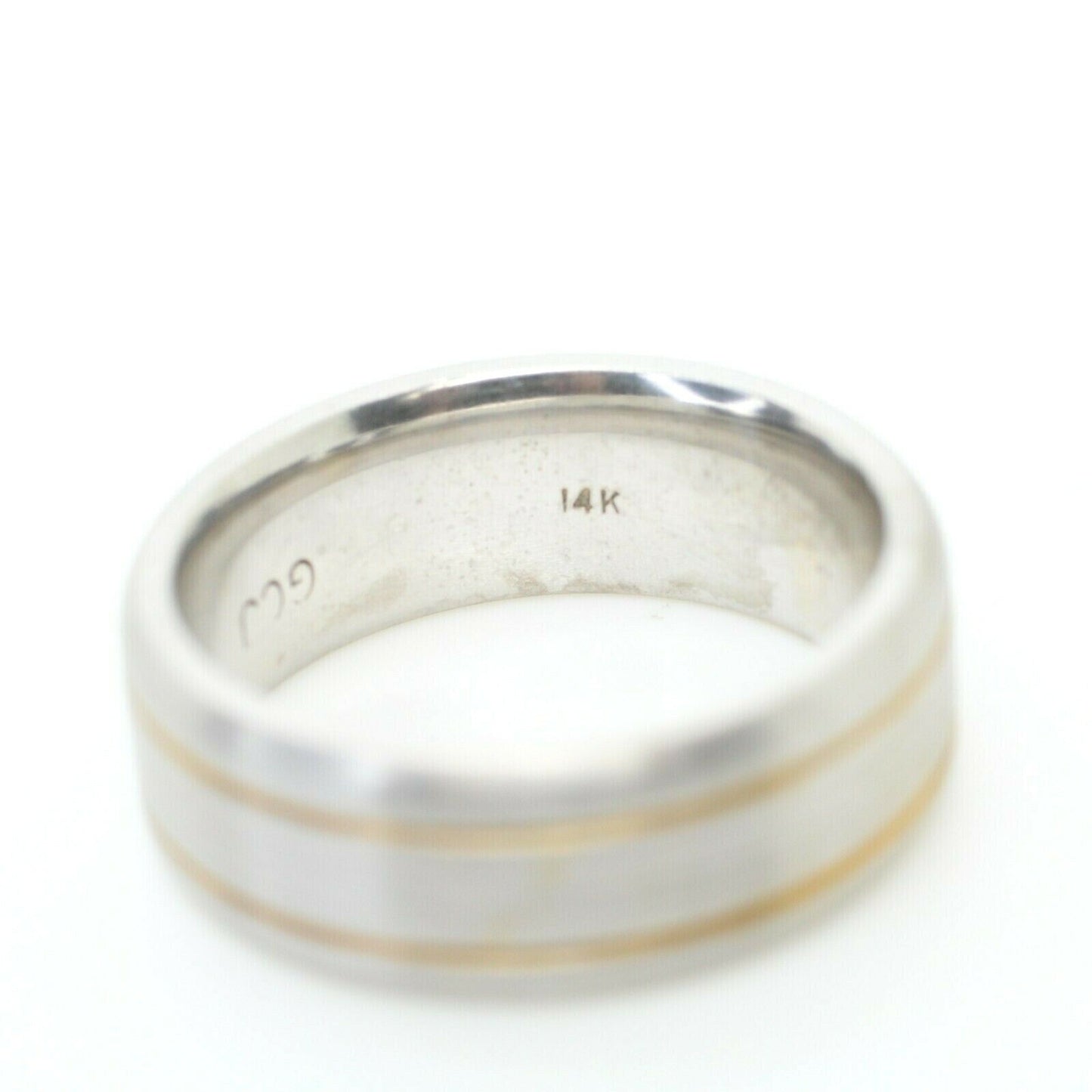 7mm Men's Matte Finish Wedding Band Ring in 14k Two Tone Gold