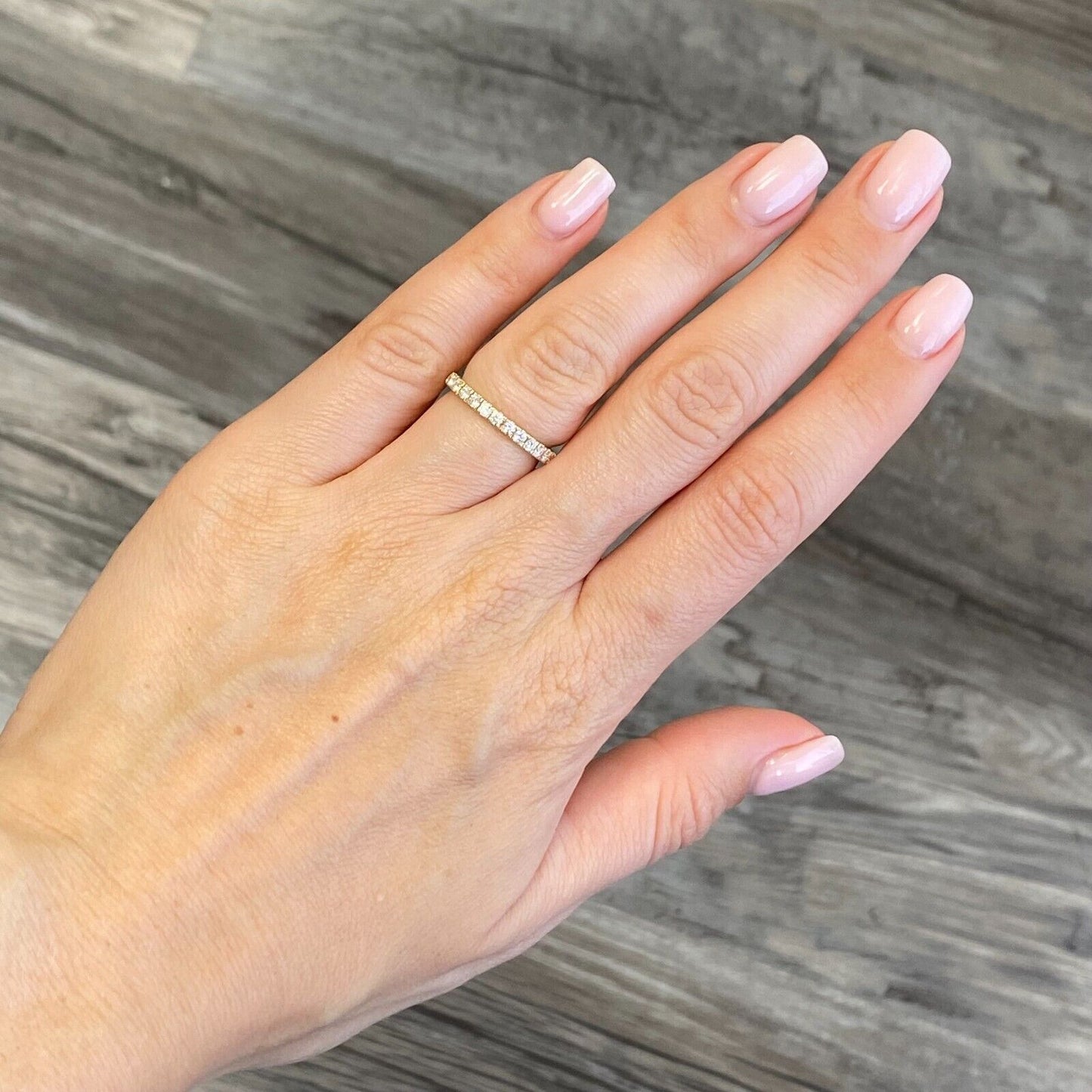 14k Yellow Gold Diamond Eternity Wedding Stackable Band Ring