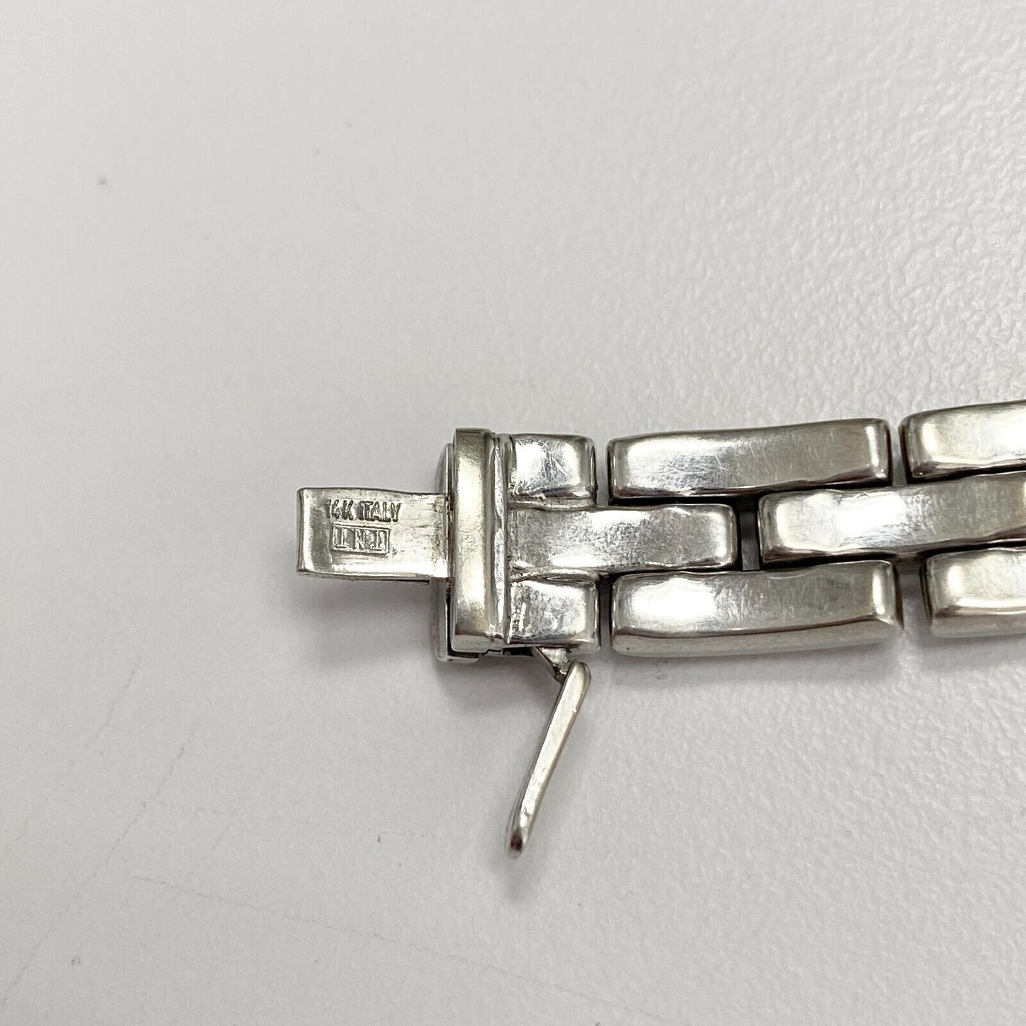 14k White Gold Hollow Chain Bracelet 20gr Italy