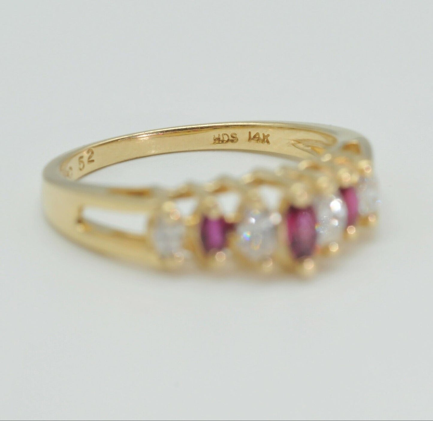 Estate Marquise Diamond and Ruby Gemstone in 14k Yellow Gold 6.25us