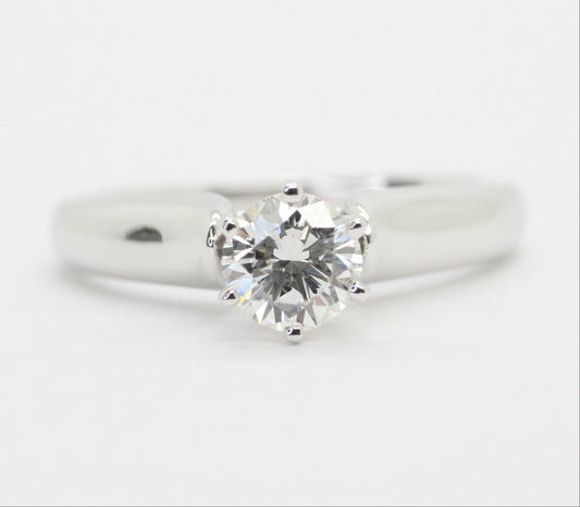 0.55 Carat Round Cut Diamond Solitaire Engagement Ring in 14k White Gold 5.5us
