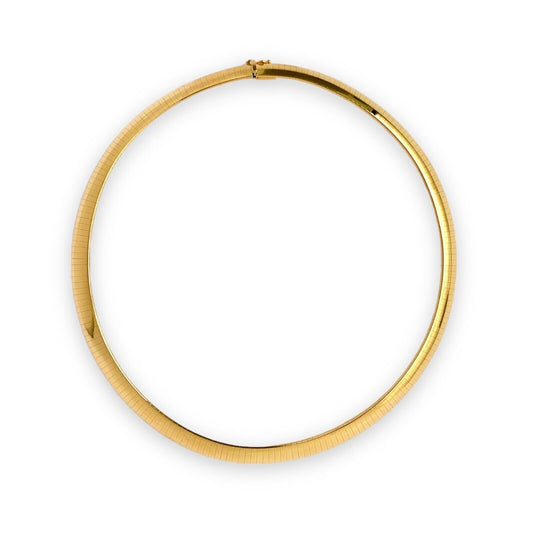 Snake Omega Chain Choker Necklace in 14k Yellow Gold