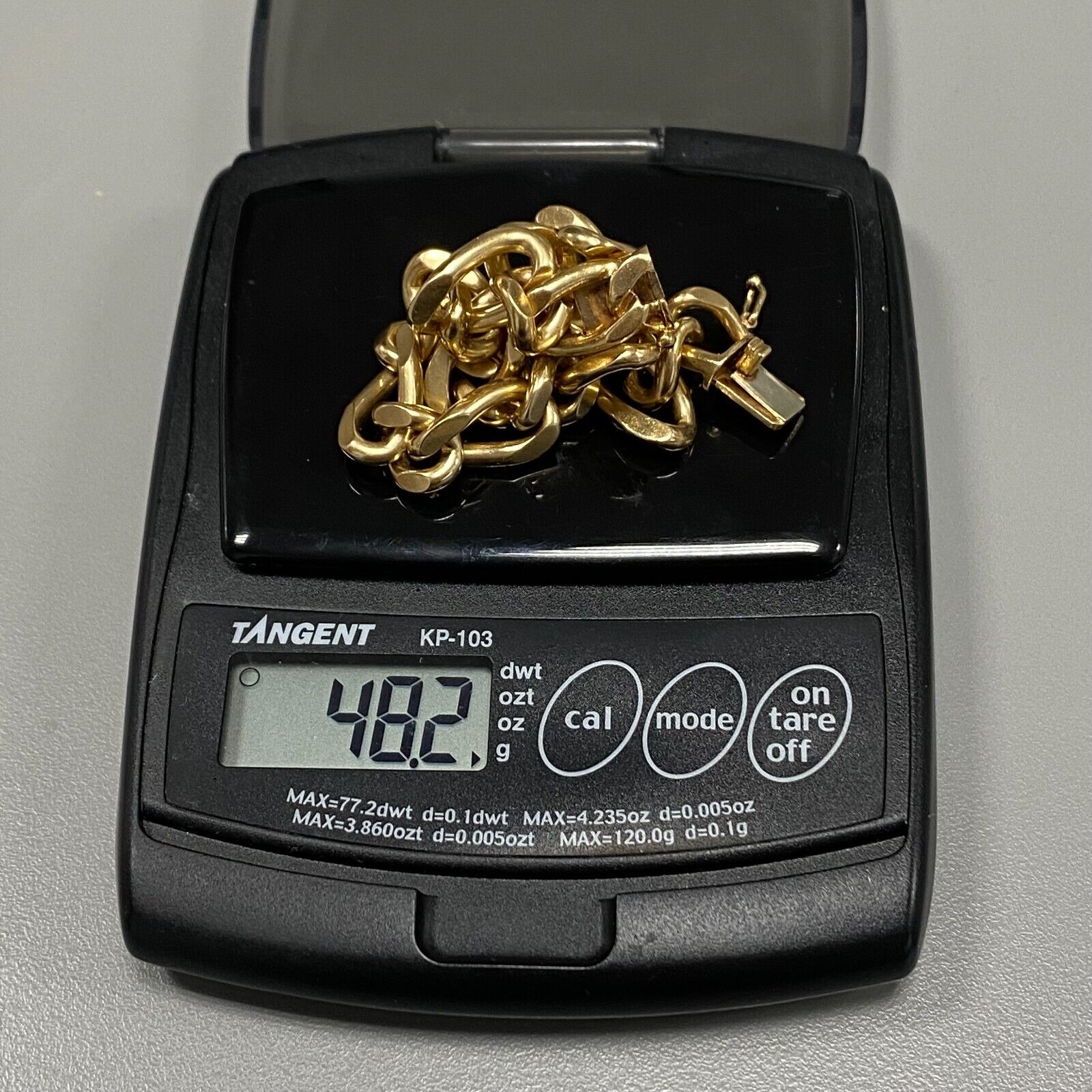 14k Yellow Solid Gold Figaro Chain Bracelet 48.2gr 7.5" 9.8mm