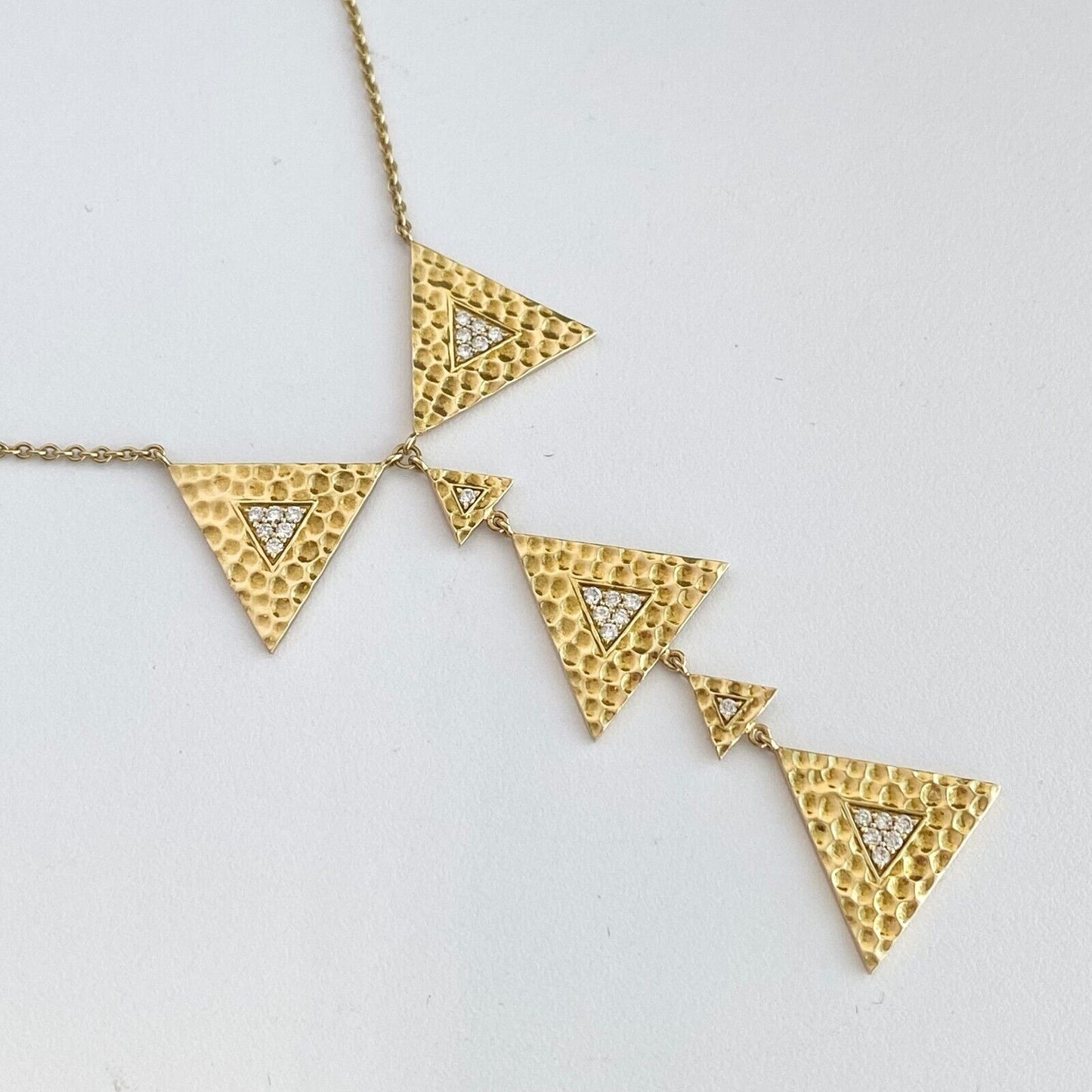 Misahara Triangles Gilded Lariet Necklace Diamonds in 18k Yellow Gold