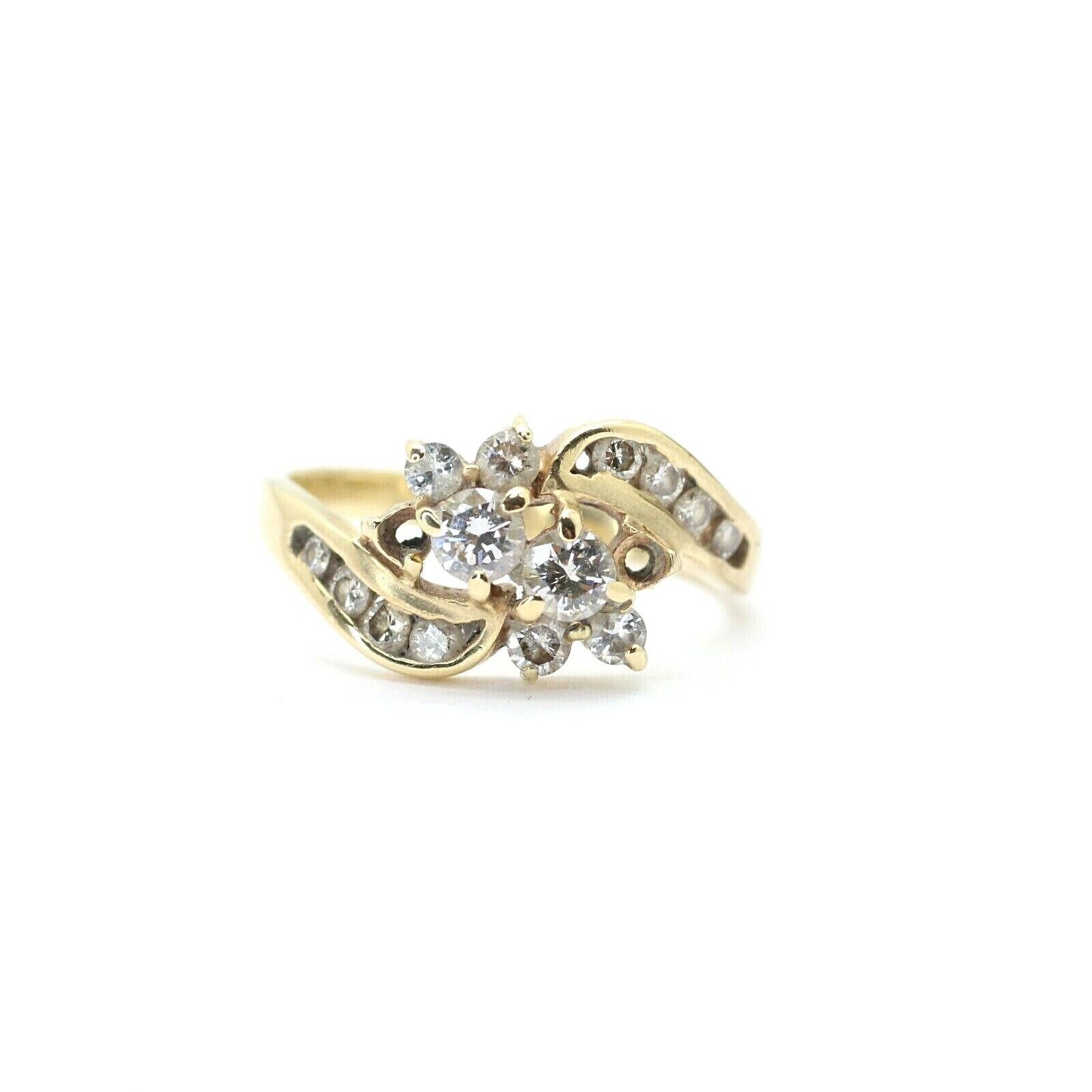 Vintage Round Diamonds Cluster Ring in 14k Yellow Gold 8us