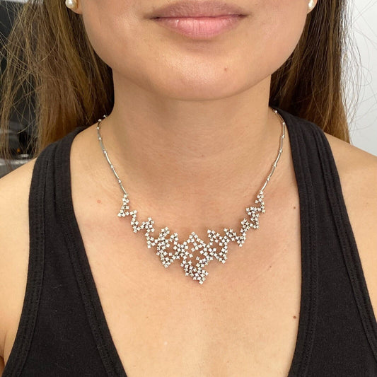 18k White Gold Stardust Diamond Necklace Approx. 3.80 CTW  16"