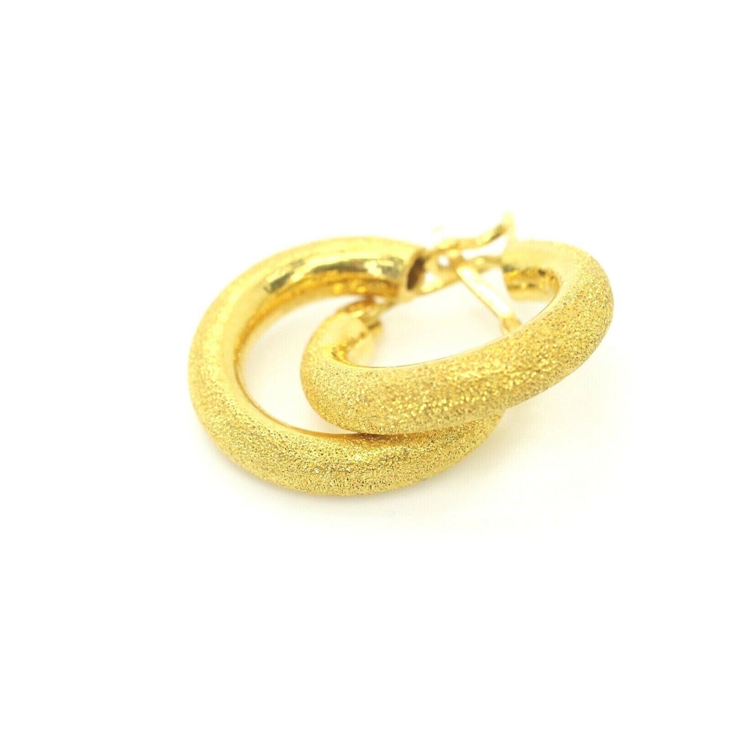 18k Yellow Gold Hoops Sand Brush Finish Earrings 8.09grs