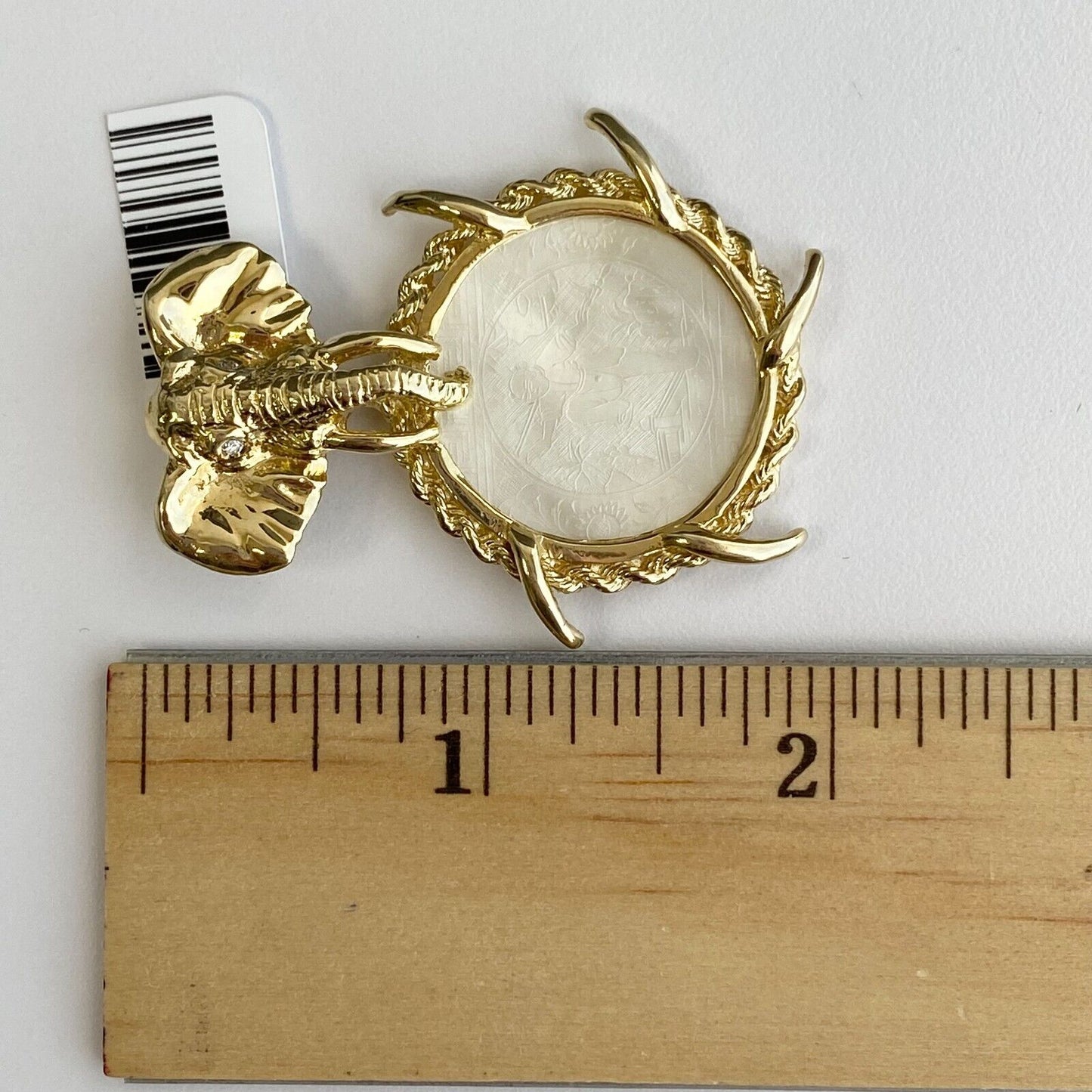 Antique Mother Pearl Ching Dynasty Gambling Counter on Elephant Pendant