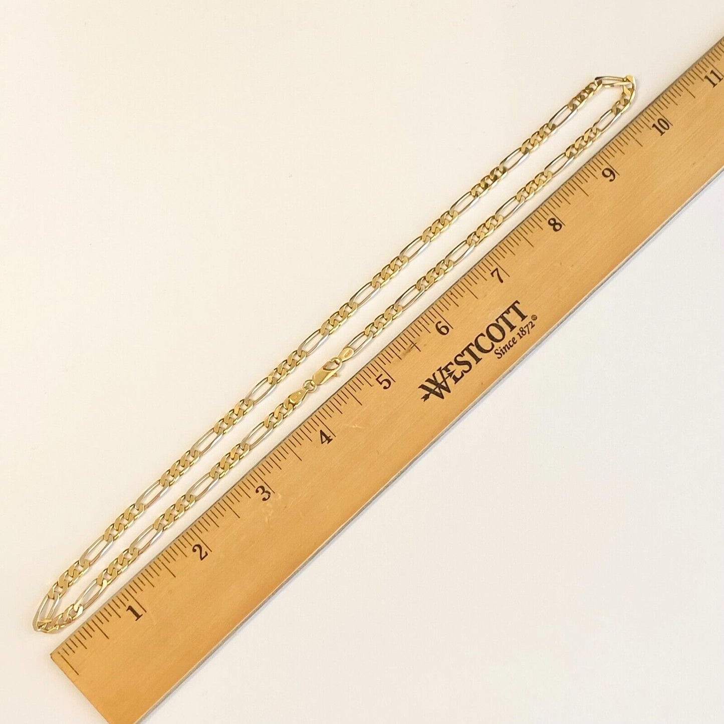 Figaro Chain Necklace in 18k 2 Tone Yellow and White Gold