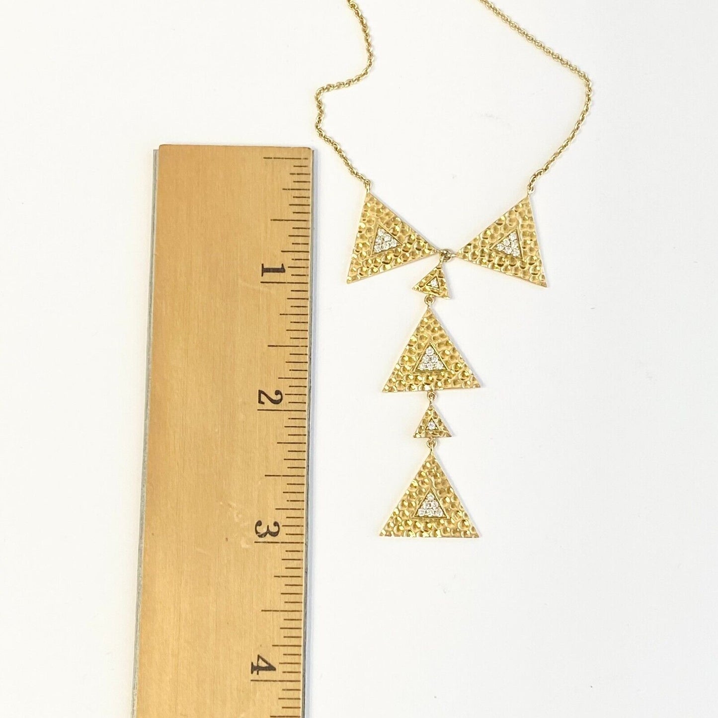 Misahara Triangles Gilded Lariet Necklace Diamonds in 18k Yellow Gold