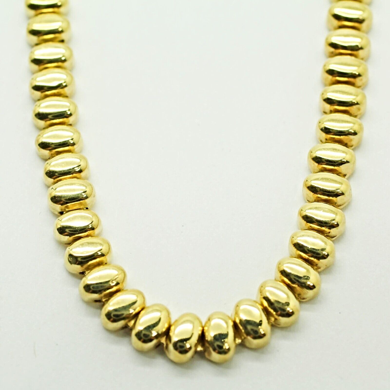 Flat Oval Bead Chain Bracelet 18k Yellow Gold 8'
