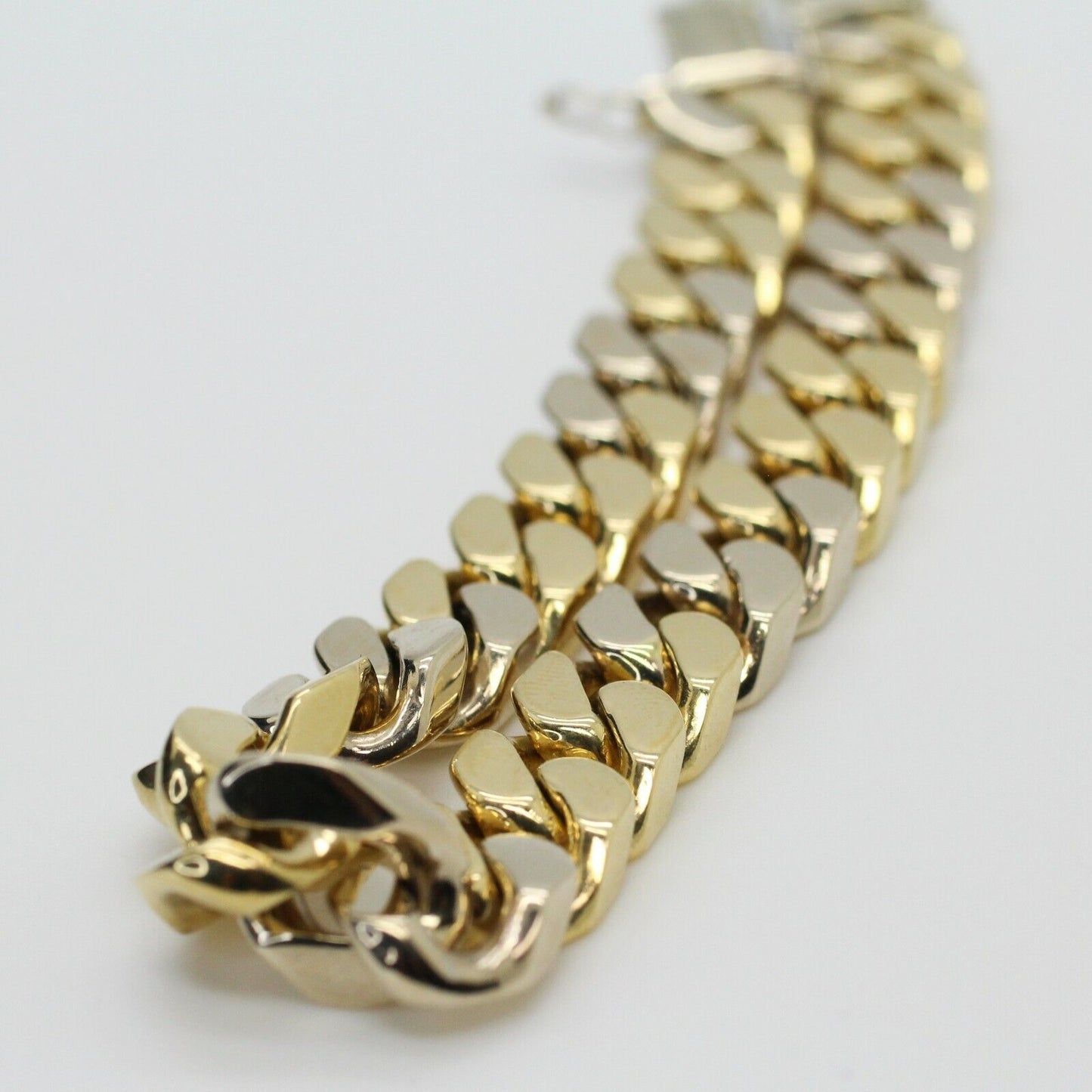 18k 2-Tone Solid Gold Cuban Curb Chain Bracelet 91.80grs 9"